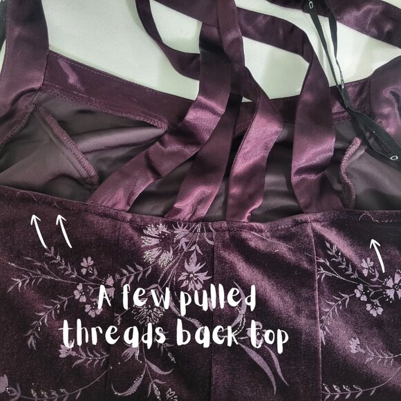 Vtg Y2k Whimsigoth Metallic Floral Velvet Halter Maxi Dress Plum CDC 8 - Picture 16 of 16